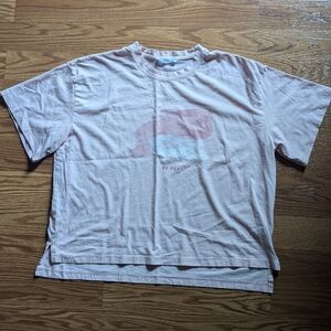 Pink Loose Fit Waist Length Crop T Shirt